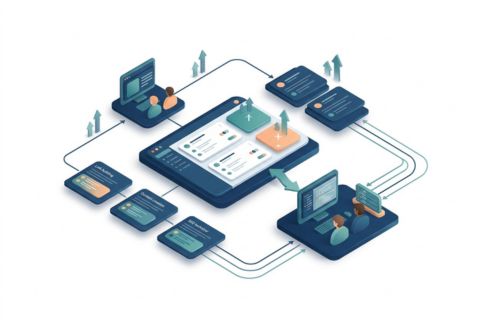 Isometric illustration showing agency scaling SEO services with external support and reduced workload