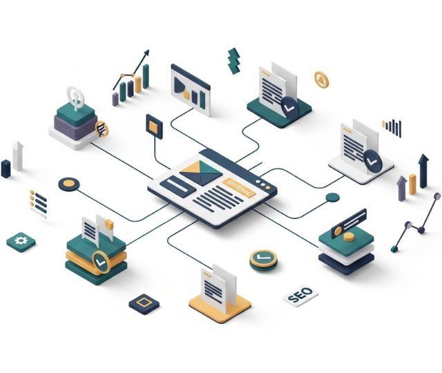 Isometric illustration showing reliable and high-quality blogger outreach for SEO growth and transparency